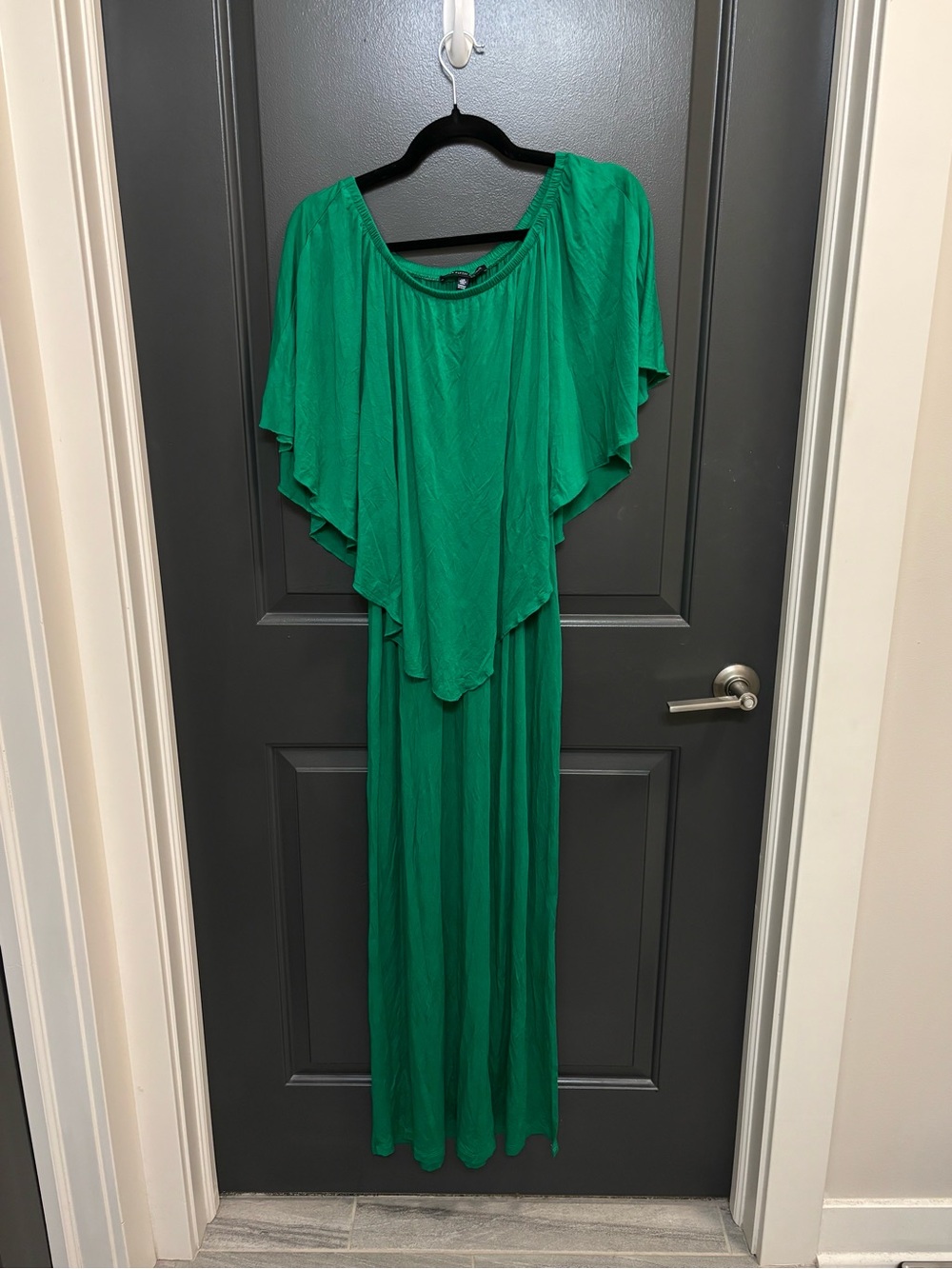 Saks Fifth Avenue Off the Shoulder Emerald Green Maxi Dress